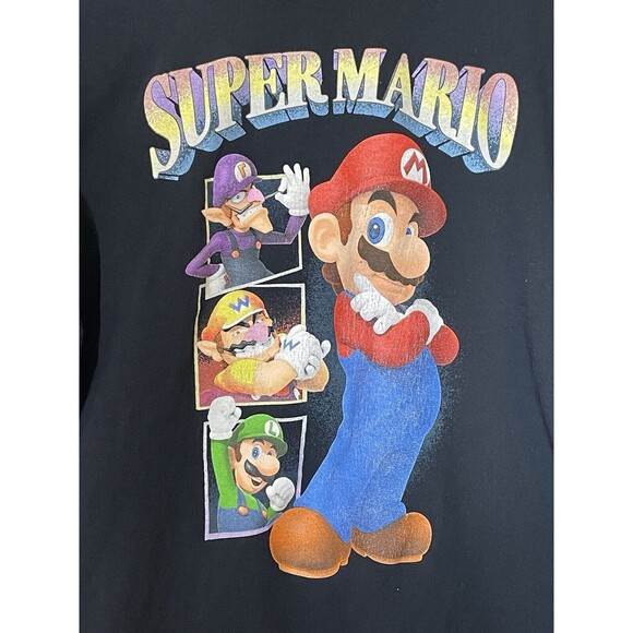 Super Mario Shirt Men’s Black Wario Luigi Waluigi Men’s XL - Picture 2 of 4